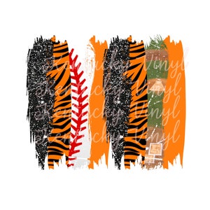 Orange and Black Tiger Baseball Brush Stroke PNG