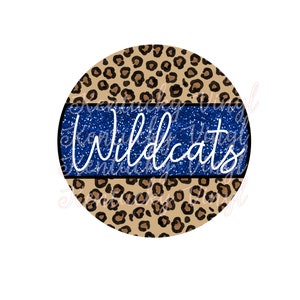 Wildcats Blue and White Cheetah Circle PNG