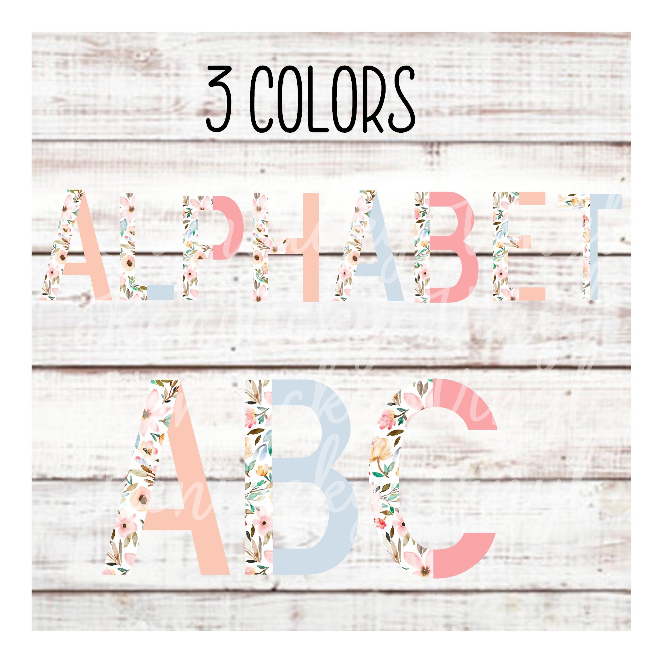Floral Split Alphabet 3 Colors Full Sets | Etsy