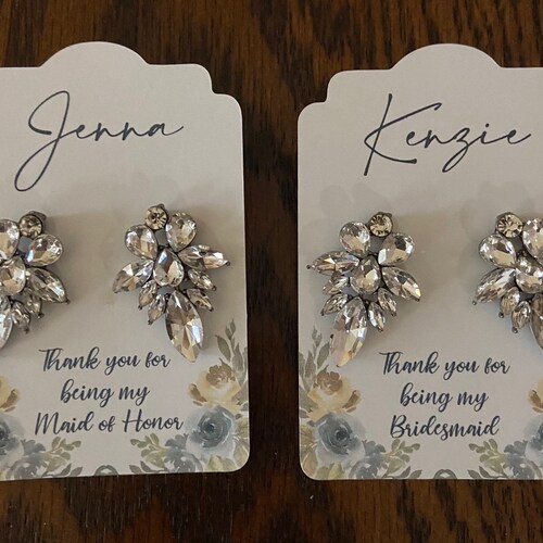 Maid Of Honour Silver Earrings! Thank You For Being Our Bridesmaid Flower Girl 