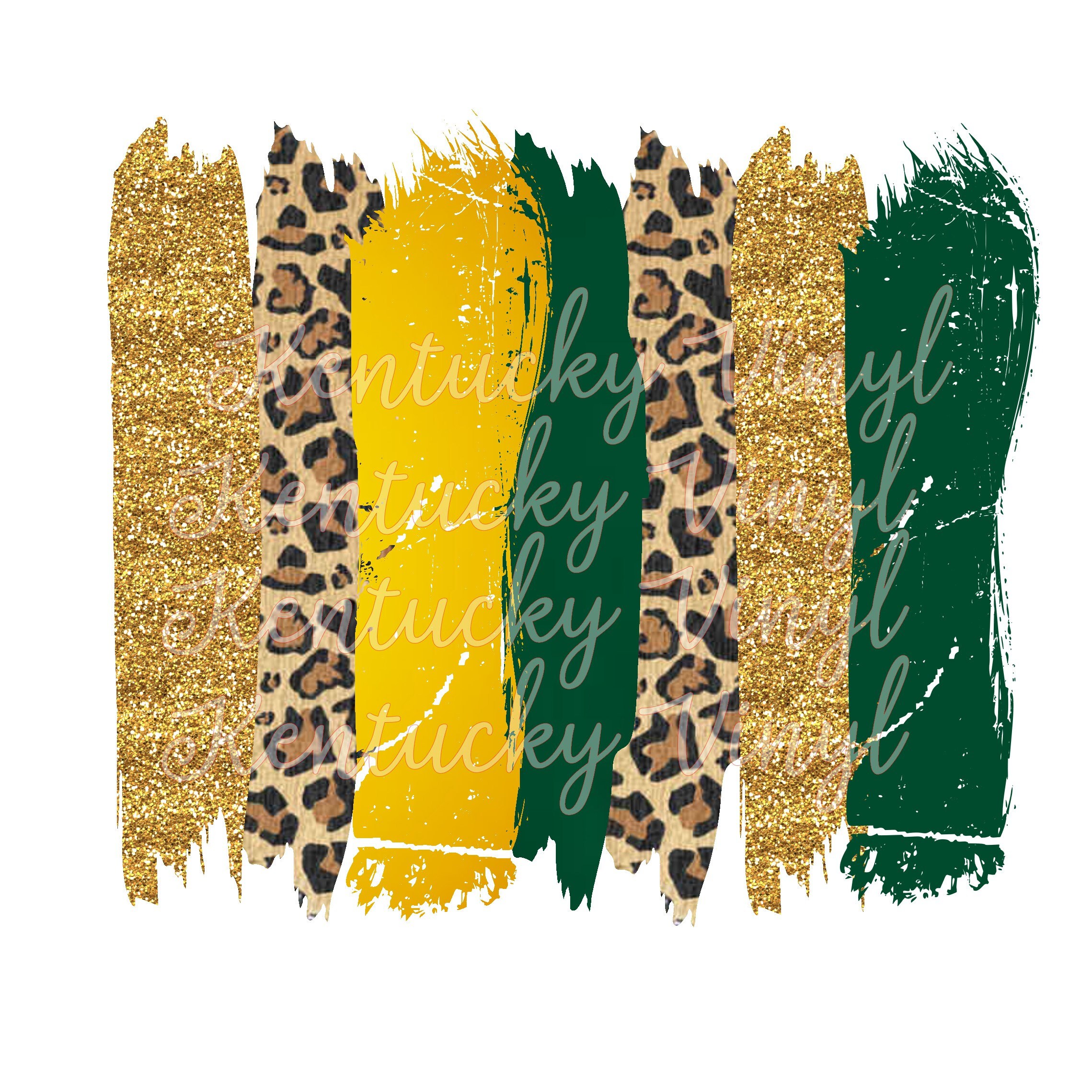 Green Gold and Cheetah Brush Stroke PNG for Sublimation