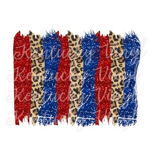 Red and Royal Blue Leopard Brush Stroke PNG