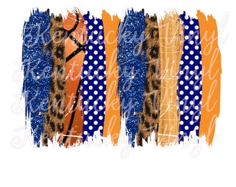 Blue and Orange Basketball Brush Stroke PNG