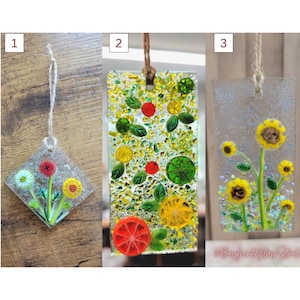 Glass Suncatchers - Handmade - Fused Glass - Decoration - Flowers - Birds - Bees - Hearts - Window