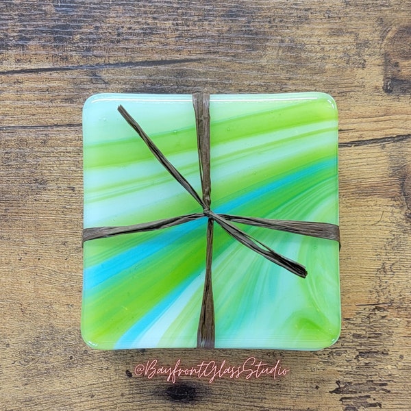 Glass Coasters - Set of 4 - Handmade - Fused Glass - Decoration - Home Decor - Limited Edition - Drink - Bar