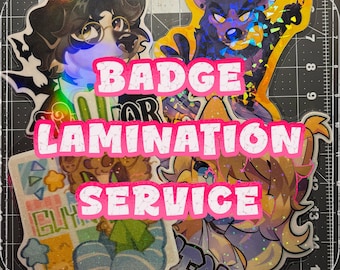 Servicio de impresión y laminado de insignias personalizadas: OC, Fursona, Mascota, Fandom