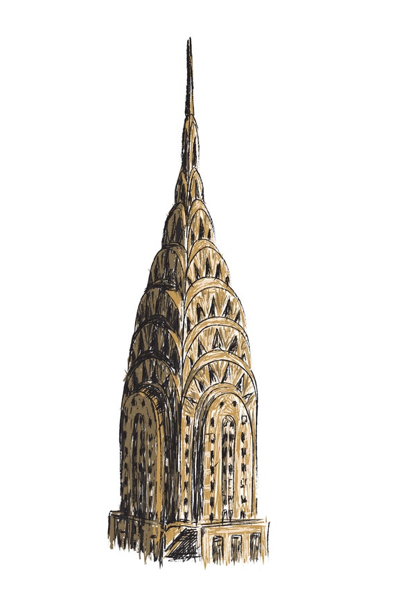 Chrysler Building Detail Art Deco Inspired Print Etsy