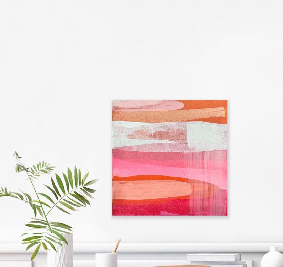 Pink Art, Orange and Pink Wall Art, Canvas Wall Art, Pink Wall Art