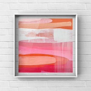Pink Wall Art, Pink Art, Orange and Pink Wall Art, Pink Wall Decor, Modern Painting, Canvas Wall Art, Abstract Art, Mid Century Art