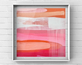 Pink Wall Art, Pink Art, Orange and Pink Wall Art, Pink Wall Decor, Modern Painting, Canvas Wall Art, Abstract Art, Mid Century Art