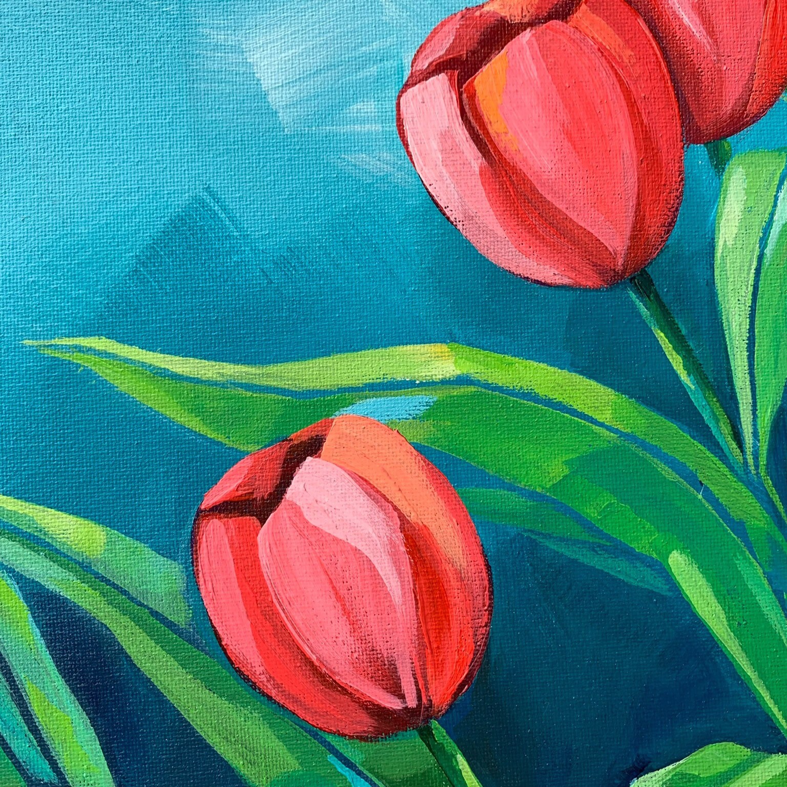 Floral Art on Canvas Tulip Wall Art Tulip Painting Flower Etsy UK