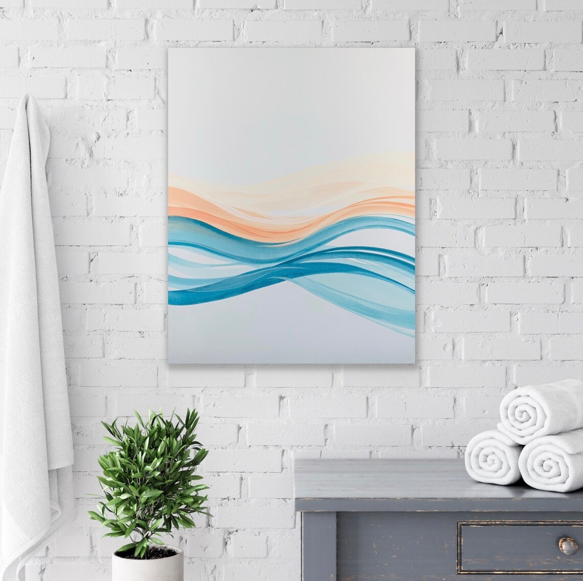 Teal and Orange Wall Art Orange and Teal Wall Art Minimalist Etsy UK