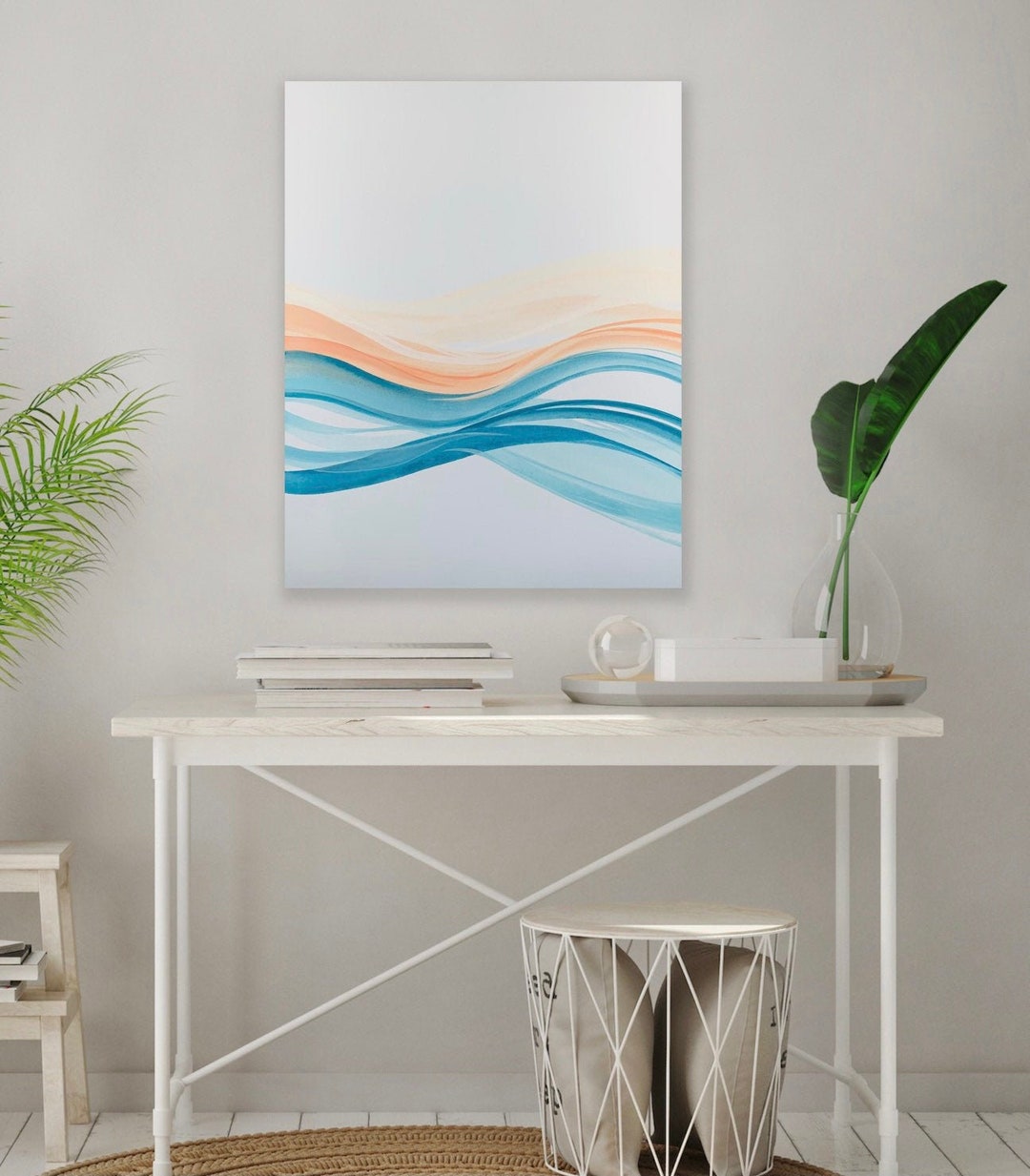 Teal and Orange Wall Art Orange and Teal Wall Art Minimalist Etsy UK