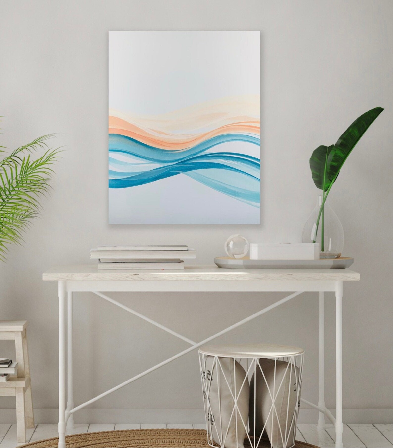 Teal and Orange Wall Art Orange and Teal Wall Art Minimalist Etsy UK