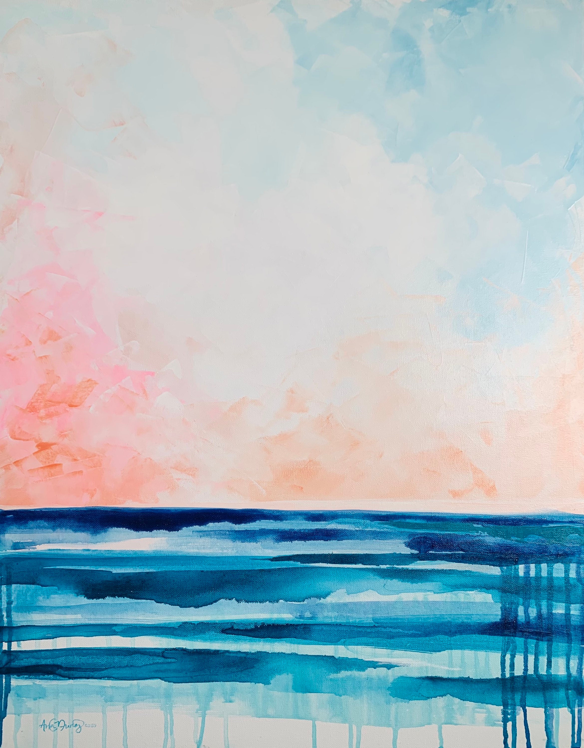 Sunset Beach Art Sea Wall Art Sunset Acrylic Painting Beach Etsy