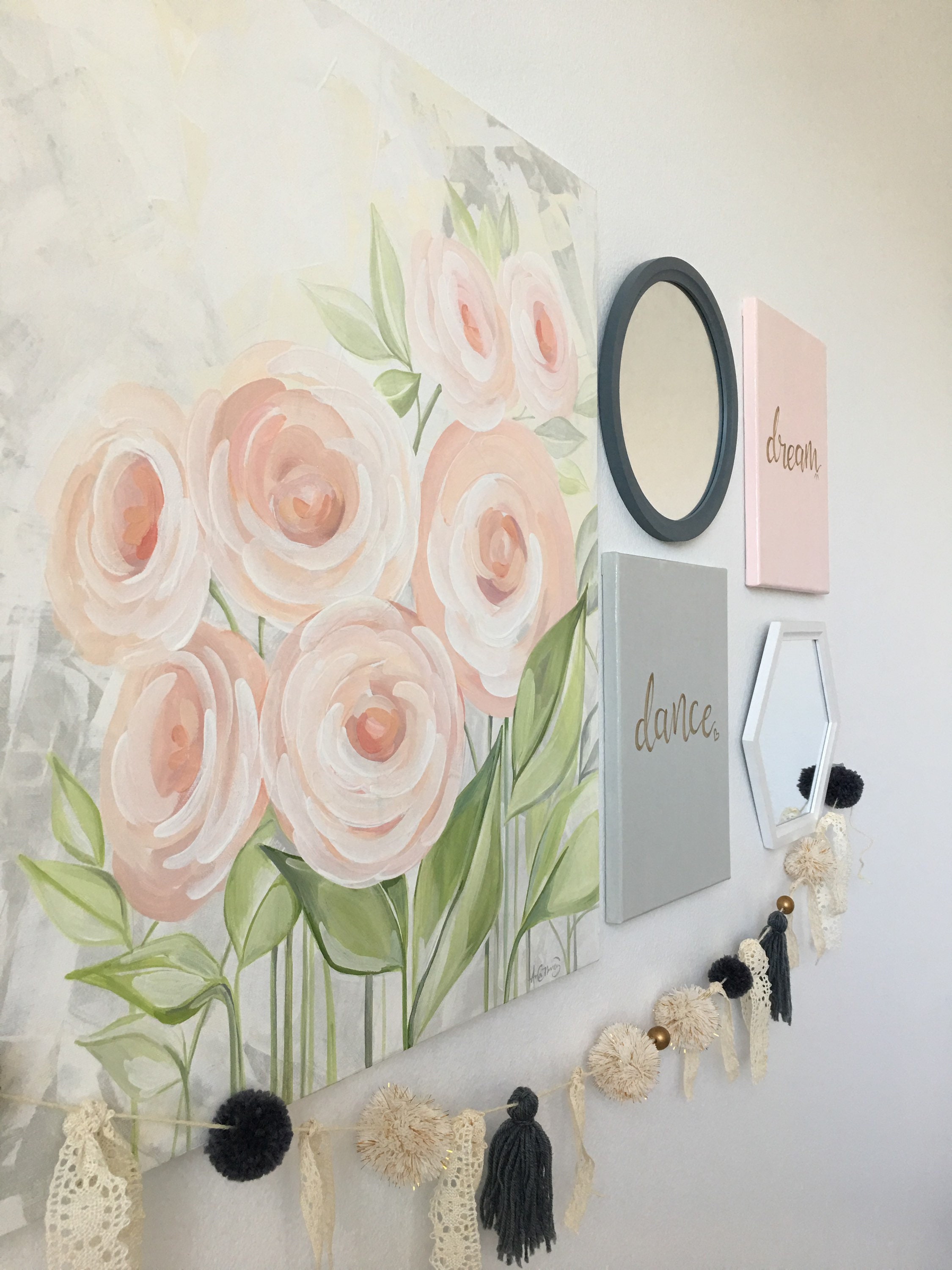 Pink Flowers Wall Art Blush Pink Wall Art Abstract Nursery Etsy.de