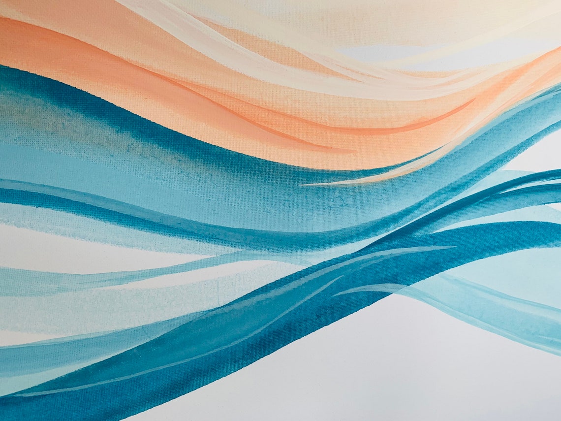 Orange and Teal Wall Art Teal and Orange Wall Art Minimalist Etsy