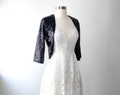 Navy Sequin Bolero Sequin Bolero Dark Bolero Bridal Shrug Bridal Bolero Classic Sequin Jacket Sequin Coverup Silver Blue