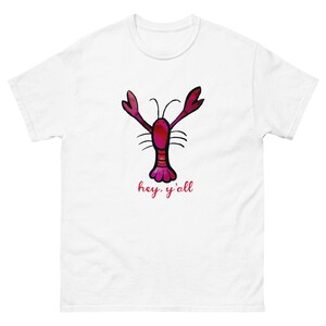 Adult Unisex Heavyweight Short Sleeve Cotton Te : Hey Y&#39;all (Animali, Aragosta, Crawdad, Gamberi, Louisiana)