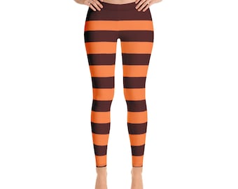 Spinelli/Recess Inspired Women’s Leggings: Maroon and Orange Stripe