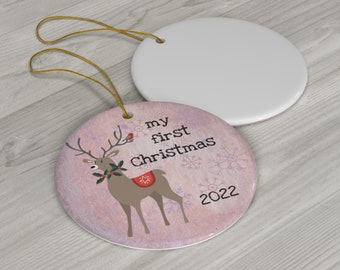 My First Christmas Ceramic Ornament. Free Shipping.