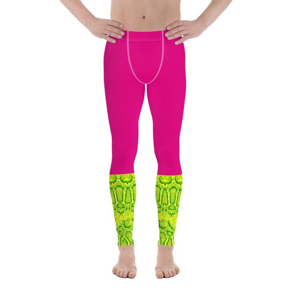 Adult Leggings mens Letter Sized: Hot Pink/bright Pink Fuchsia With Neon  Lime/lemon Snakeskin Print. Ankle Length. -  Canada