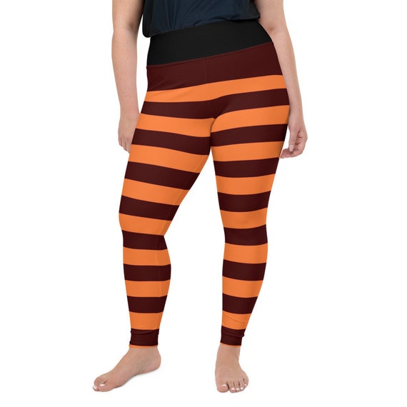 Spinelli/recess Inspired Maroon/orange Striped Plus Size Leggings