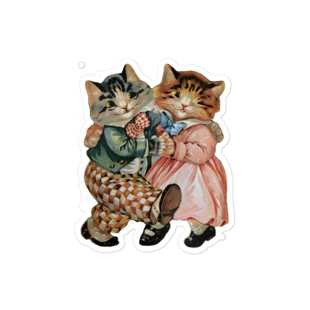 4 Sticker Vintage Dancing Cats. Vinyl and Paper Etsy