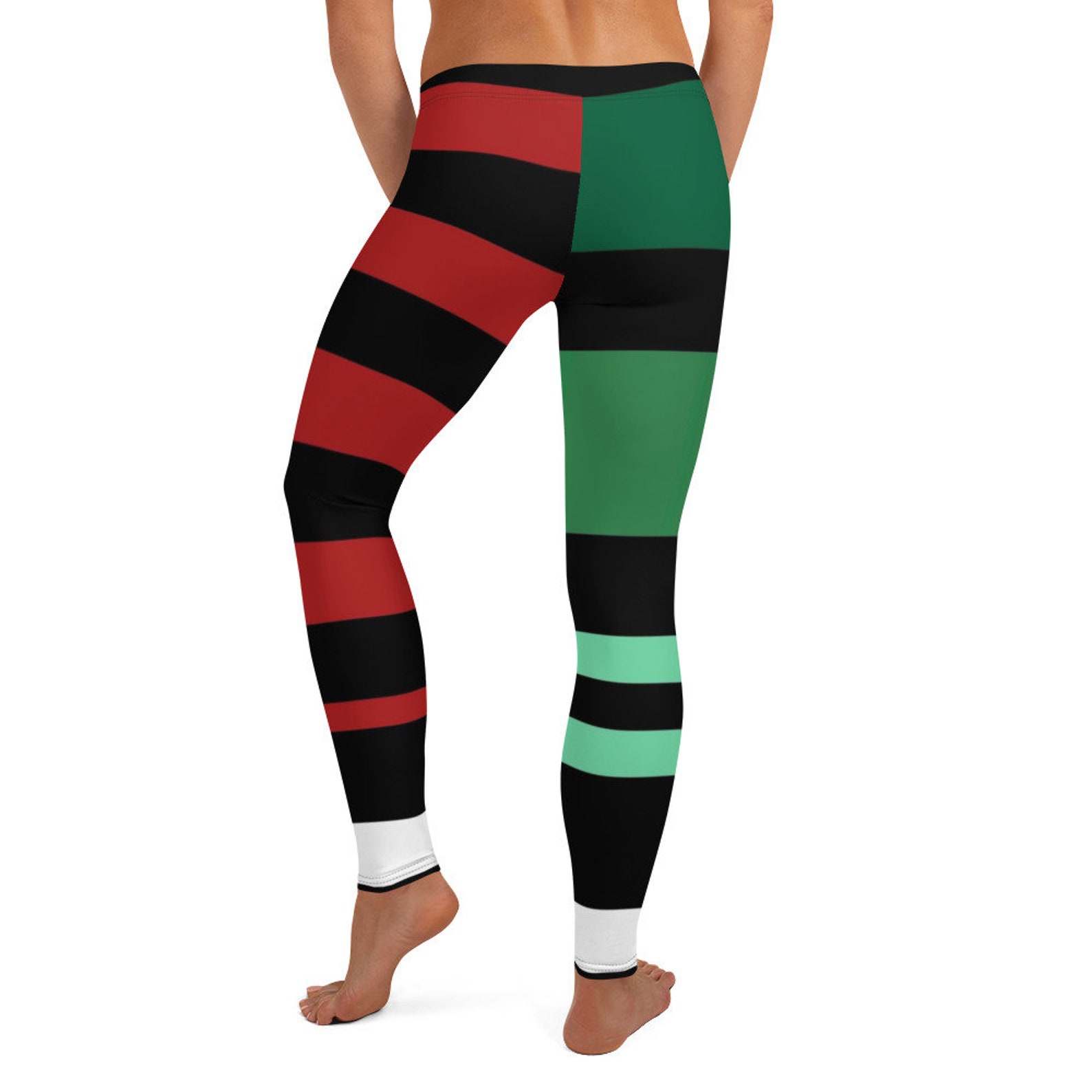 Holiday Stripe Leggings: Adult Red. Black Mint Green - Etsy