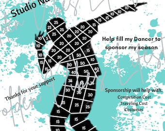 Hip Hop Fill my dancer, Male Dancer, Dancer, dance fundraiser, editable canva template, printable, fundraiser flyer, fundraising, dancer