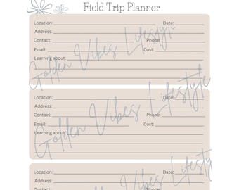 Homeschool Field Trip Planner: Printable Tracker (Digital Download)