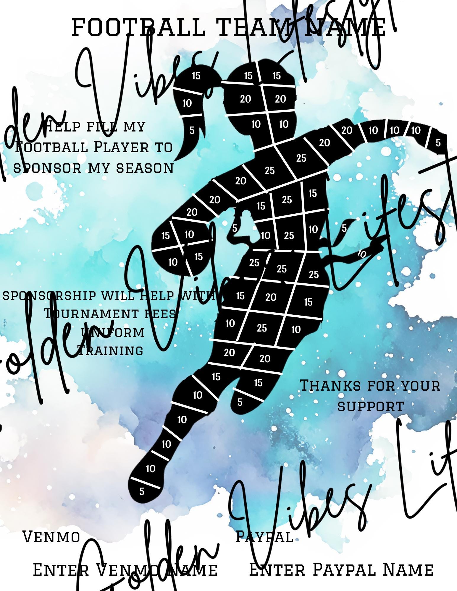 Flag Football Fundraiser Flyer: Editable Canva Template (Digital Download)