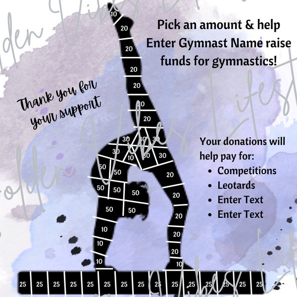 Fill my gymnast, gymnast fundraiser, editable canva template, printable, fundraiser flyer, gymnastics competition fundraiser, fundraising,
