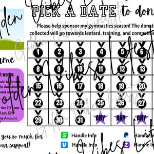 Gymnast Fundraiser Flyer: Editable Canva Template (Digital Download) Pick a date to donate