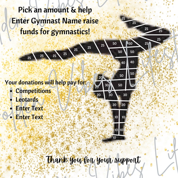 Gymnast fundraiser flyer, Fill my gymnast, gymnast fundraiser, editable canva template, printable, gymnastics competition fundraiser,