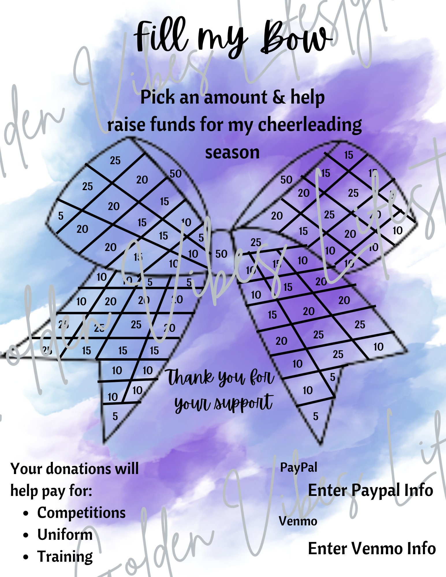 Fill My Bow, Cheerleader Flyer, Cheer Fundraiser, Editable Canva ...