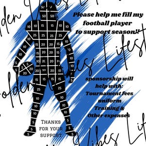 Compila il mio giocatore di football, raccolta fondi per il football, sponsorizzazione del football, modello Canva modificabile, stampabile, digitale, raccolta fondi, compila il giocatore