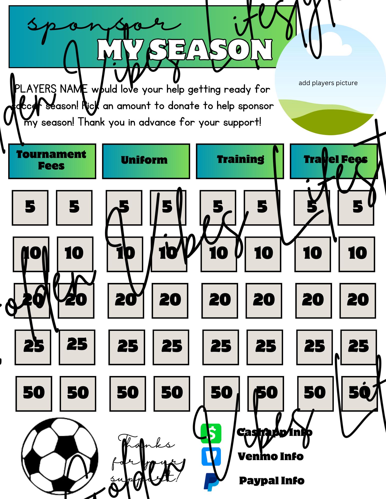 Soccer Sponsor Flyer: Editable Canva Template (Digital Download 8.5x11in PDF)