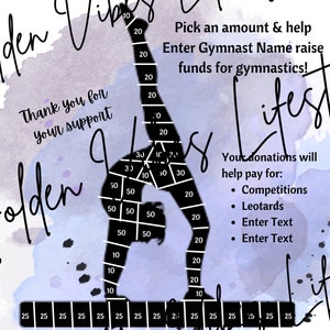 Fill my gymnast, gymnast fundraiser, editable canva template, printable, fundraiser flyer, gymnastics fundraiser, fundraising, gymnastics