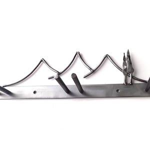 Ski Rack, Three Ski Wall Vertical Mount, Mountain and trees Scene, Sculpted Ski Art rack, Hang ski gear, ski Lover gift.