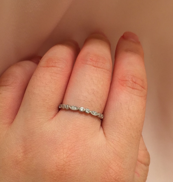 Thin Ring | Delicate Ring | CZ Band | Pinky Ring | Thumb Ring | Slender | Silver Woman's Ring | Wedding | Engagement | Gift Box -