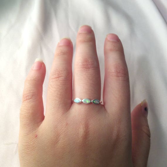 Opal Ring ~ Silver Opal Ring ~ Opal Band Ring ~ Women's Opal Ring- gift box -