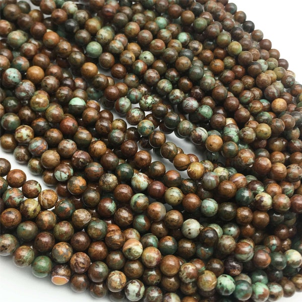Perles rondes opales vertes africaines, 6mm 8mm 10mm 12mm Perles de pierres précieuses, environ 15,5 pouces Strand