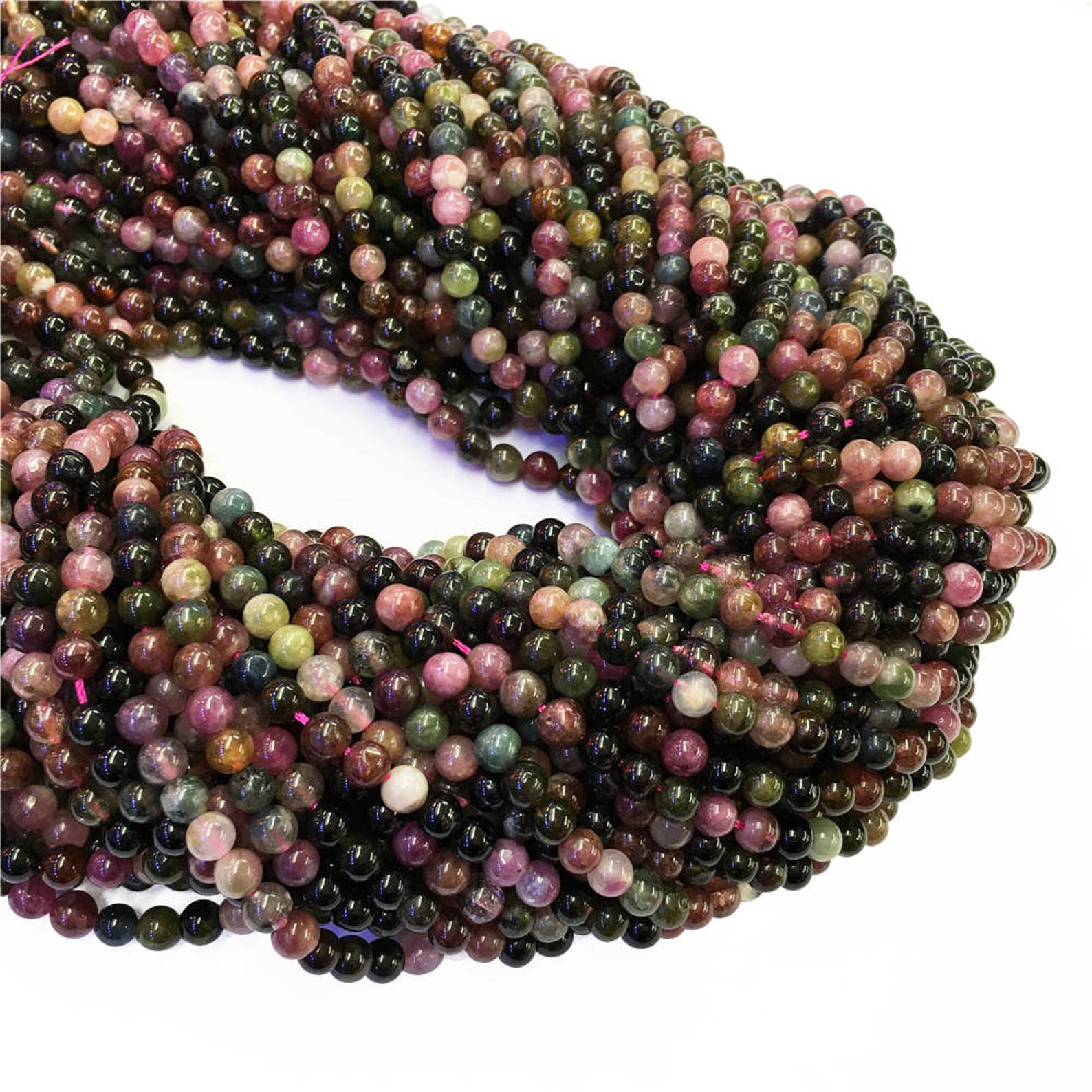 4mm Tourmaline Round Beadsgemstone Beads approx 15.5 Inch Etsy