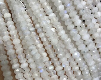 3 MM Pitch Moonstone Beads 13 Inch Moonstone Rondelle Beads Strand 5 Strand AAA Natural Pitch Moonstone Micro Faceted Rondelle Beads