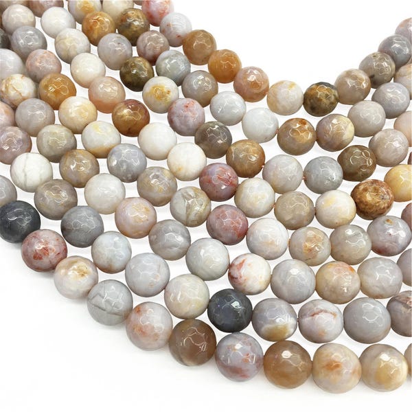 Australian Agate Faceted Beads,6mm 8mm 10mm Gemstone Beads Approx 15.5 Inch Strand