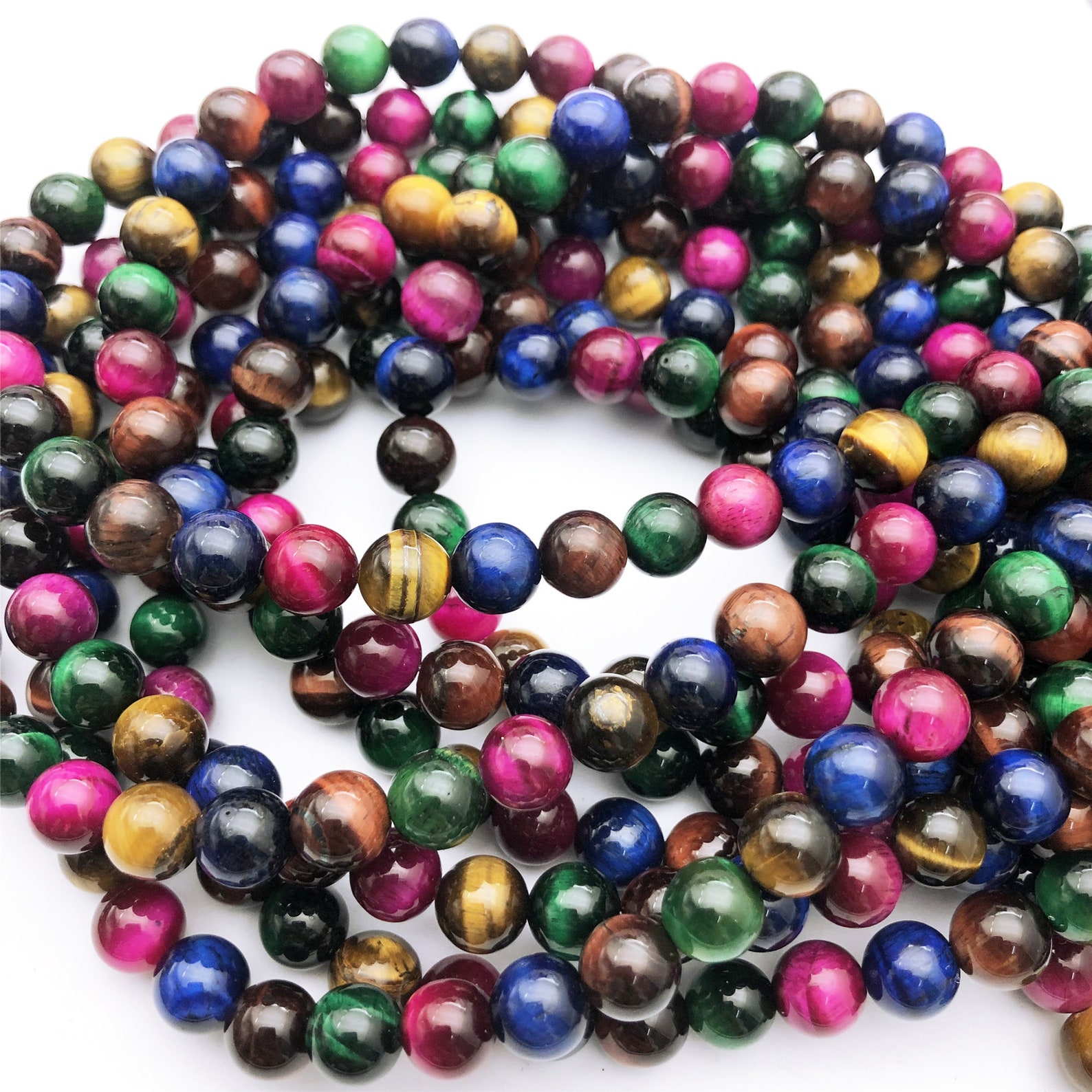 Multi Color Tiger Eye Round Beads 6mm 8mm 10mm 12mm Gemstone - Etsy
