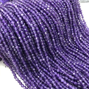 3mm 4mm Amethyst Faceted Round Beads,Tiny Gemstone Beads ,Approx 15.5 Inch Strand