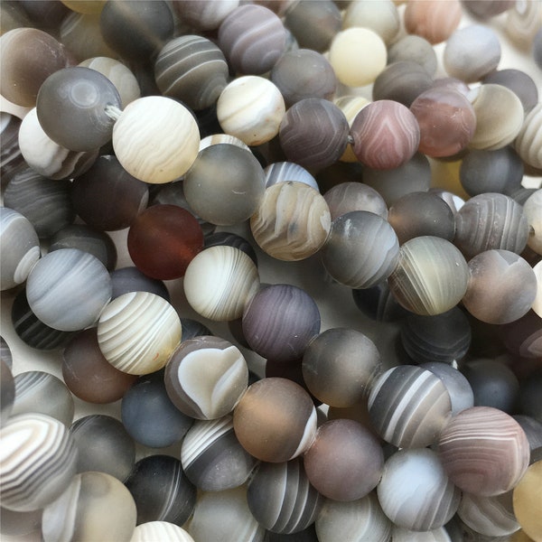 Matte Botswana Agate Round Beads,6mm 8mm 10mm 12mm Beads,Gemstone, Approx 15.5 Inch Strand