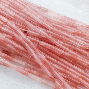 4x13mm Red Cherry Quartz Tube Beads, 15.5 Inch Strand, circa 30 perline